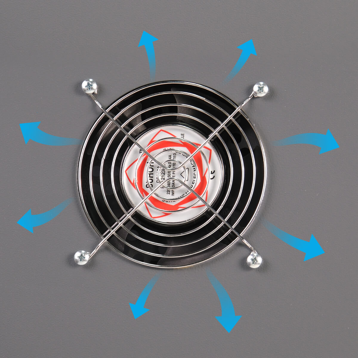 A_high-efficiency_cooling_fan_attached_to_a_Yolin_Workshop_battery_charging_cabinet
