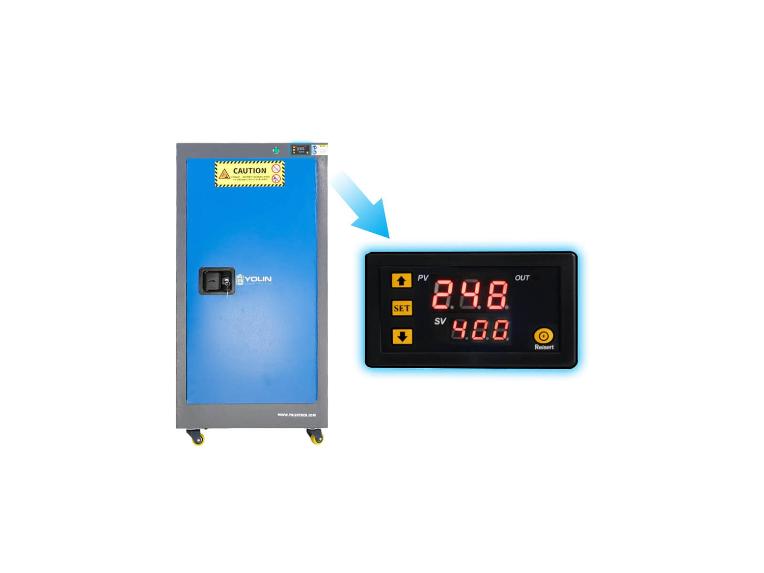 Smart_thermostat_on_Yolin_Workshop_battery_charging_cabinet