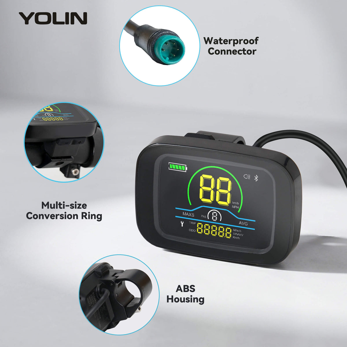 Yolin YL-61C 2.6 inch LCD e-bike display – compact side mounted display for limited handlebar space