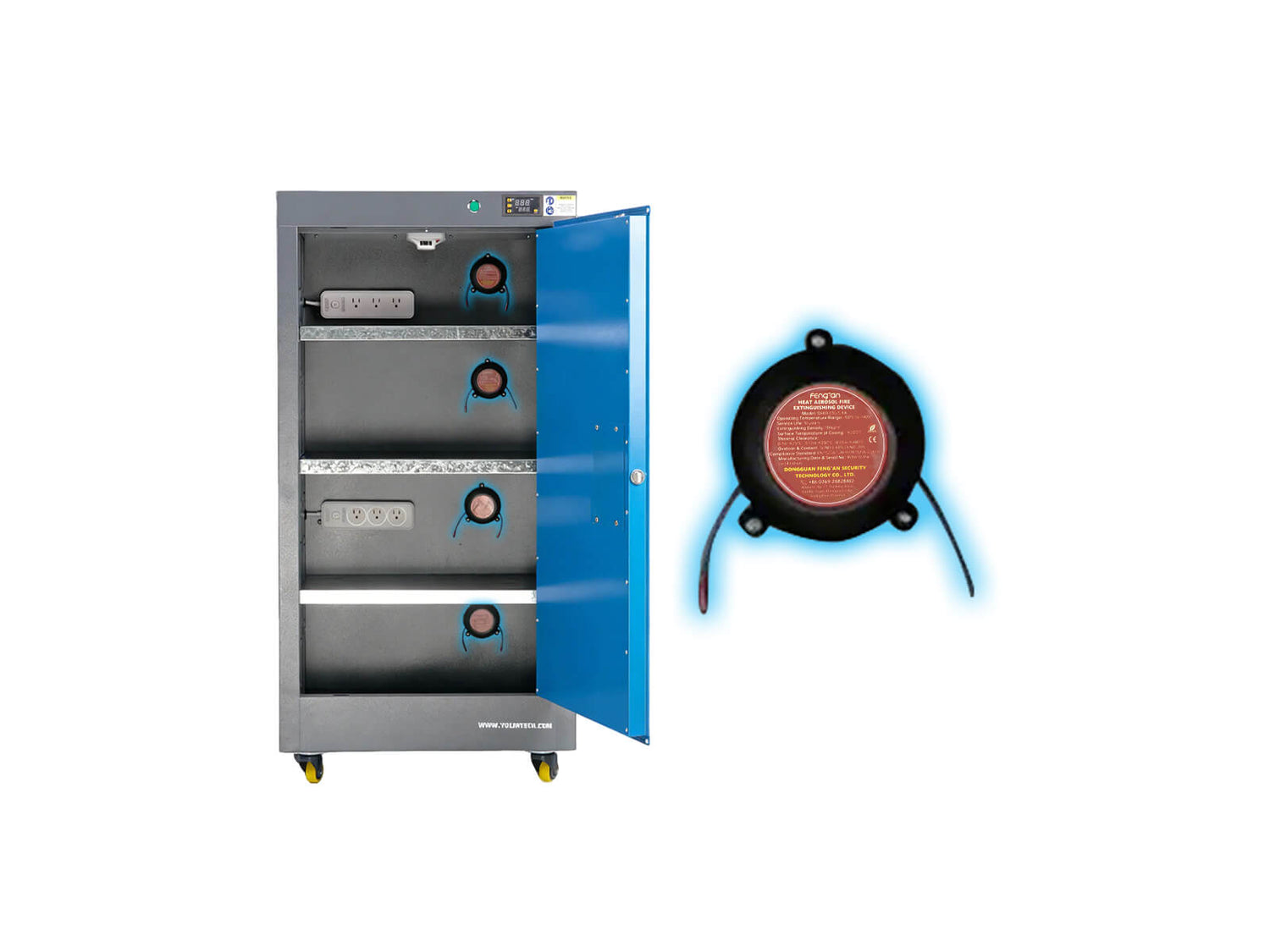 heat-triggered_aerosol_suppression_unit_on_on_Yolin_Workshop_battery_charging-cabinet