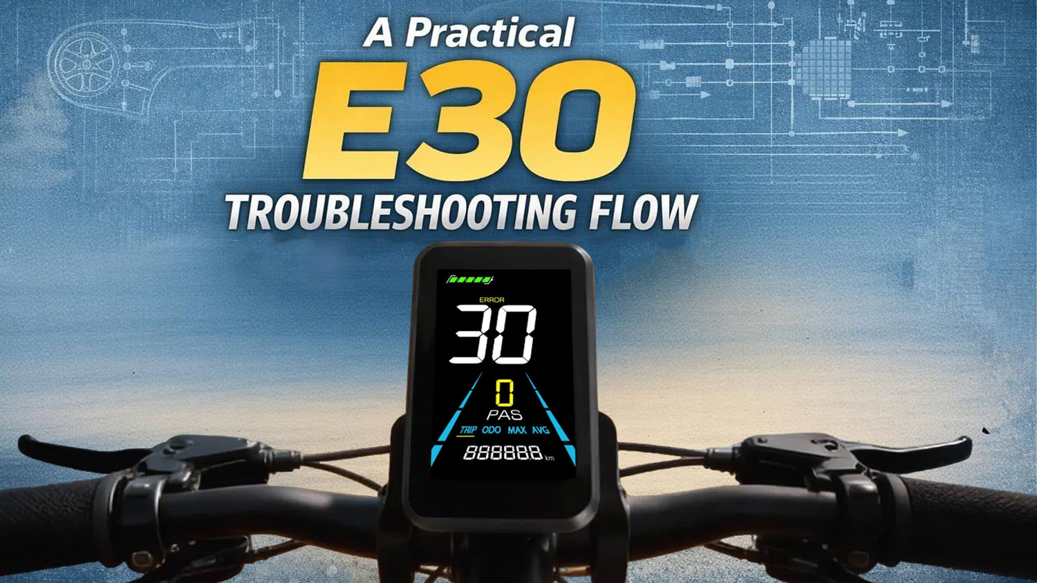E-bike-display-and-wiring-setup-illustrating-a-practical-E30-communication-troubleshooting-process