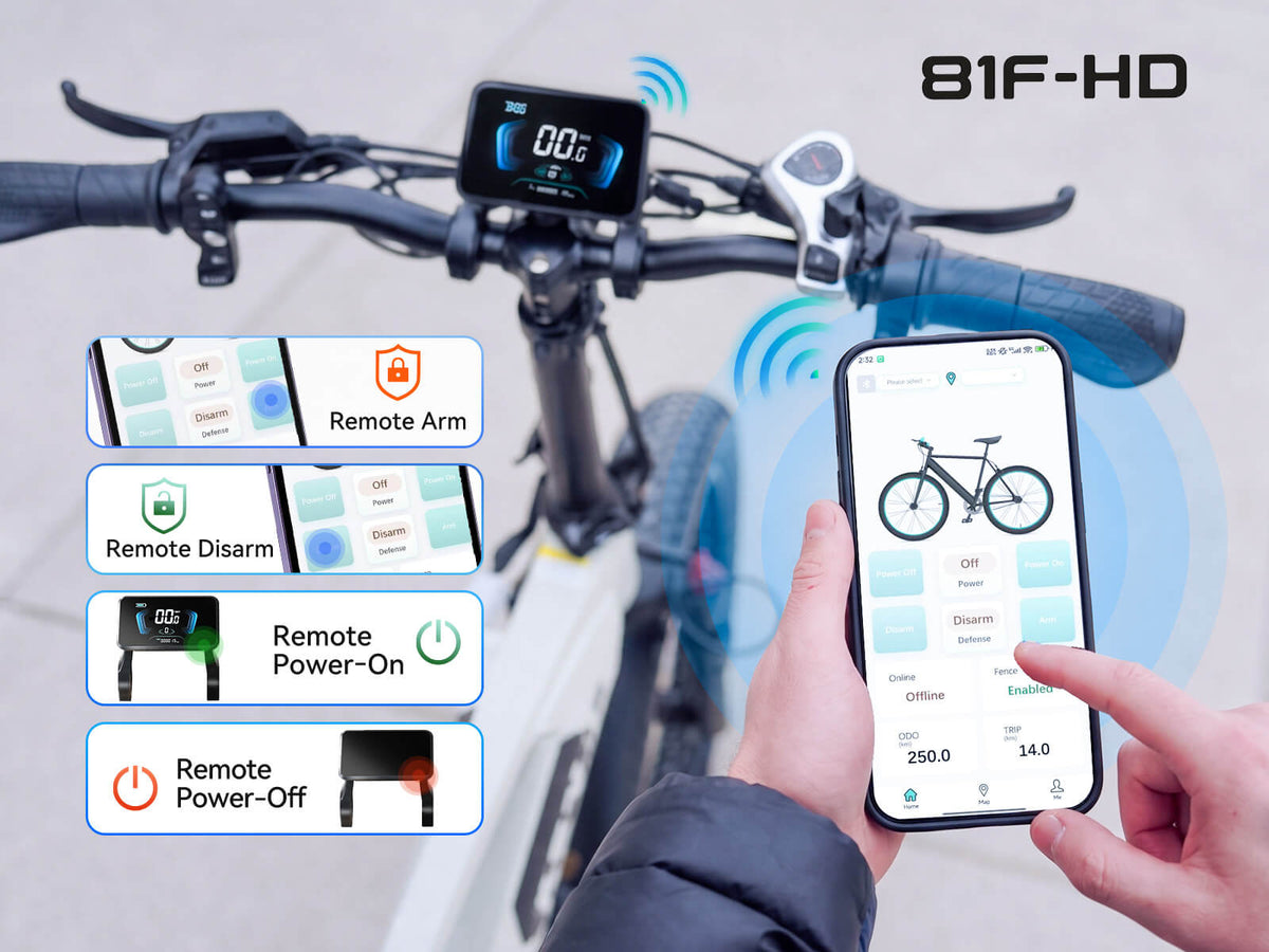 YL-81F-HD connected e-bike security system with GPS tracking and app control